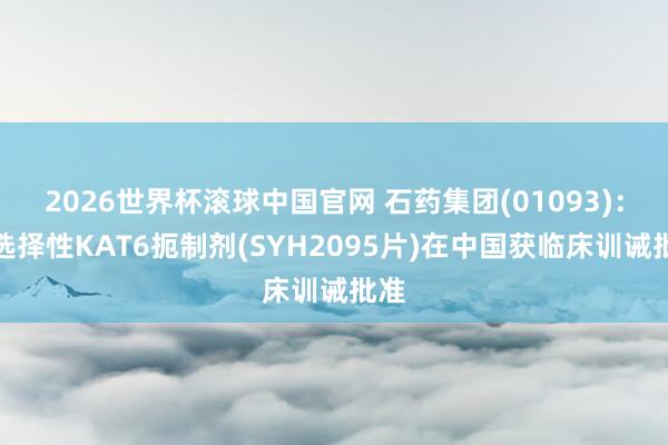 2026世界杯滚球中国官网 石药集团(01093):高选择性KAT6扼制剂(SYH2095片)在中国获临床训诫批准