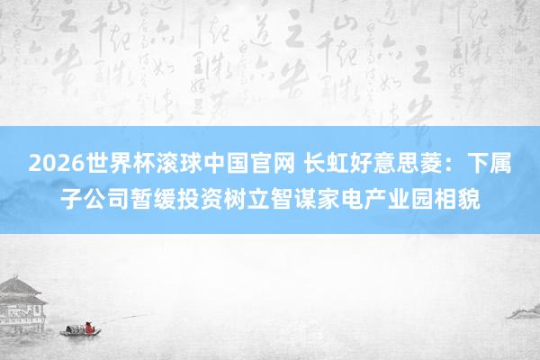 2026世界杯滚球中国官网 长虹好意思菱：下属子公司暂缓投资树立智谋家电产业园相貌