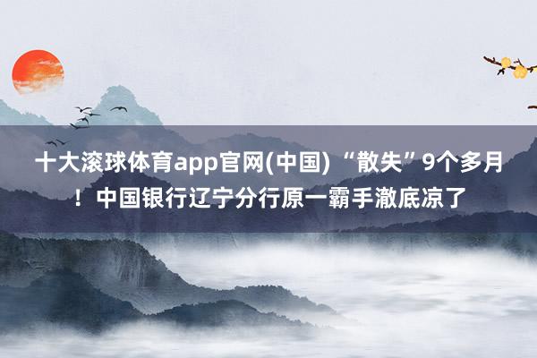 十大滚球体育app官网(中国) “散失”9个多月!中国银行辽宁分行原一霸手澈底凉了