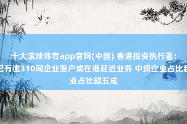 十大滚球体育app官网(中国) 香港投资执行署:本年已有逾310间企业落户或在港延迟业务 中资企业占比超五成