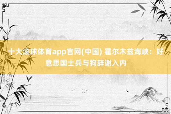 十大滚球体育app官网(中国) 霍尔木兹海峡:好意思国士兵与狗辞谢入内