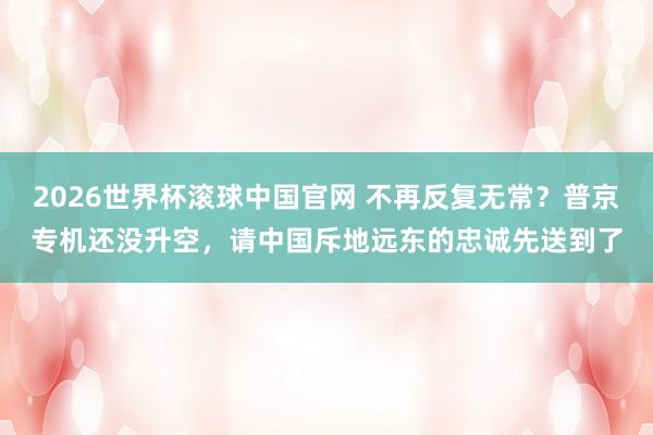 2026世界杯滚球中国官网 不再反复无常？普京专机还没升空，请中国斥地远东的忠诚先送到了