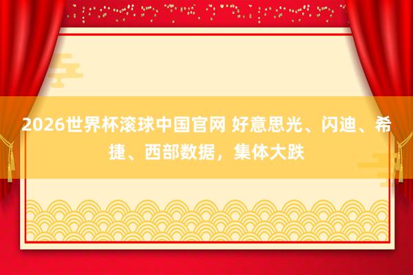2026世界杯滚球中国官网 好意思光、闪迪、希捷、西部数据，集体大跌