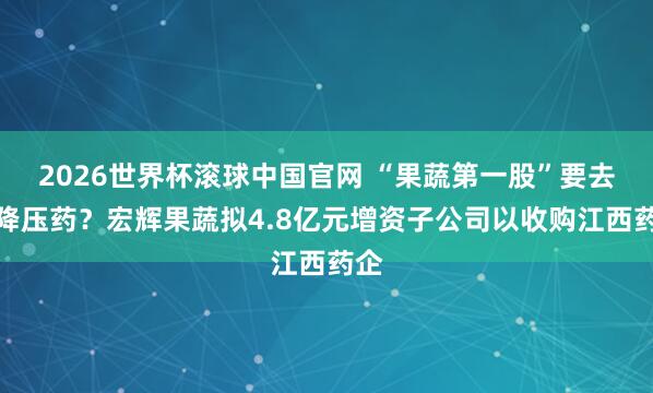 2026世界杯滚球中国官网 “果蔬第一股”要去卖降压药？宏辉果蔬拟4.8亿元增资子公司以收购江西药企