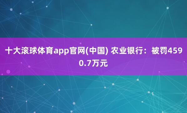 十大滚球体育app官网(中国) 农业银行:被罚4590.7万元