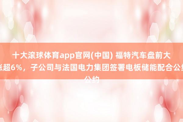 十大滚球体育app官网(中国) 福特汽车盘前大涨超6%，子公司与法国电力集团签署电板储能配合公约