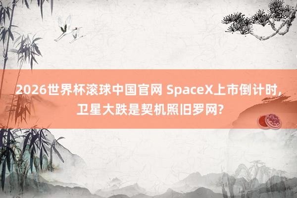 2026世界杯滚球中国官网 SpaceX上市倒计时, 卫星大跌是契机照旧罗网?
