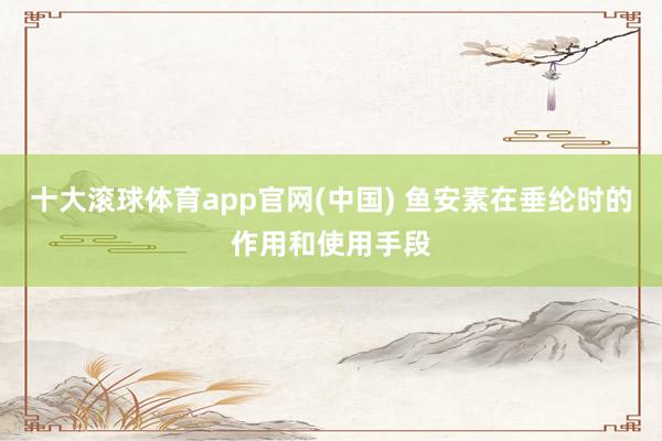 十大滚球体育app官网(中国) 鱼安素在垂纶时的作用和使用手段
