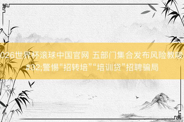 2026世界杯滚球中国官网 五部门集合发布风险教唆 警惕“招转培”“培训贷”招聘骗局