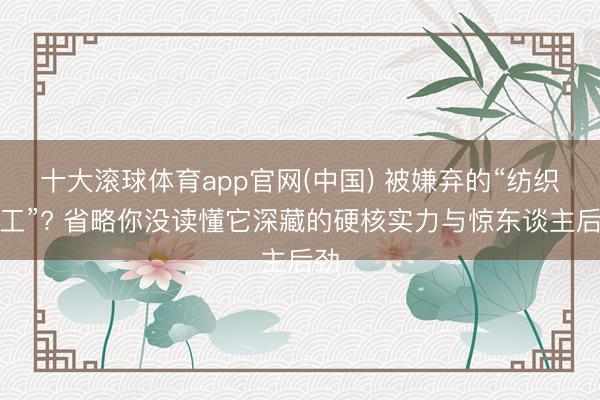 十大滚球体育app官网(中国) 被嫌弃的“纺织轻工”? 省略你没读懂它深藏的硬核实力与惊东谈主后劲