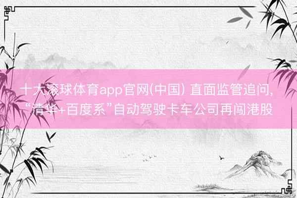 十大滚球体育app官网(中国) 直面监管追问, “清华+百度系”自动驾驶卡车公司再闯港股